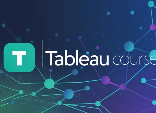 Tableau course logo with technology background